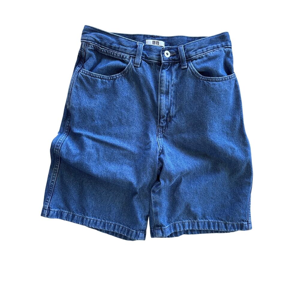 Uniqlo Women’s High Rise Jorts Medium Wash Relaxed Fit Size 27